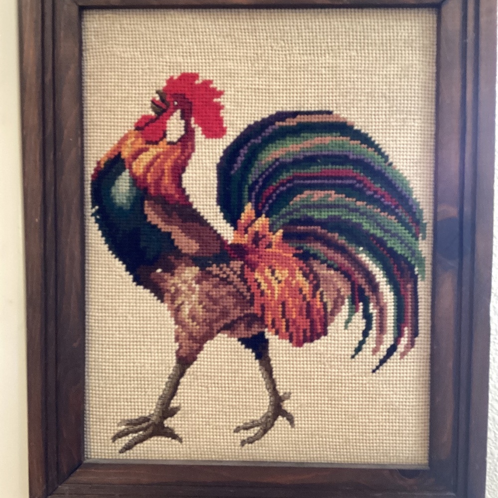 Vintage Rooster needlepoint